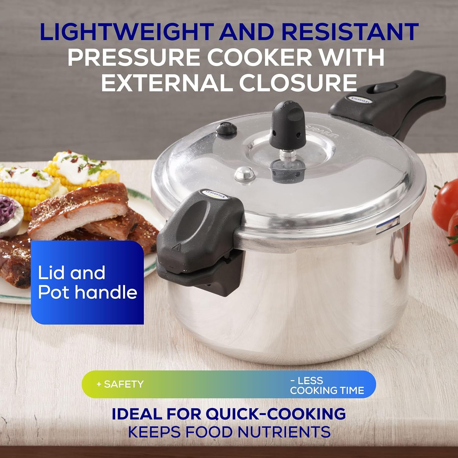 Universal Ultra Pressure Cooker – 4.75 Quart (4.5 Liter) Aluminum Pressure Pot – 6 Safety Systems – 9.4 in Diameter – Imported - JETa Imports®