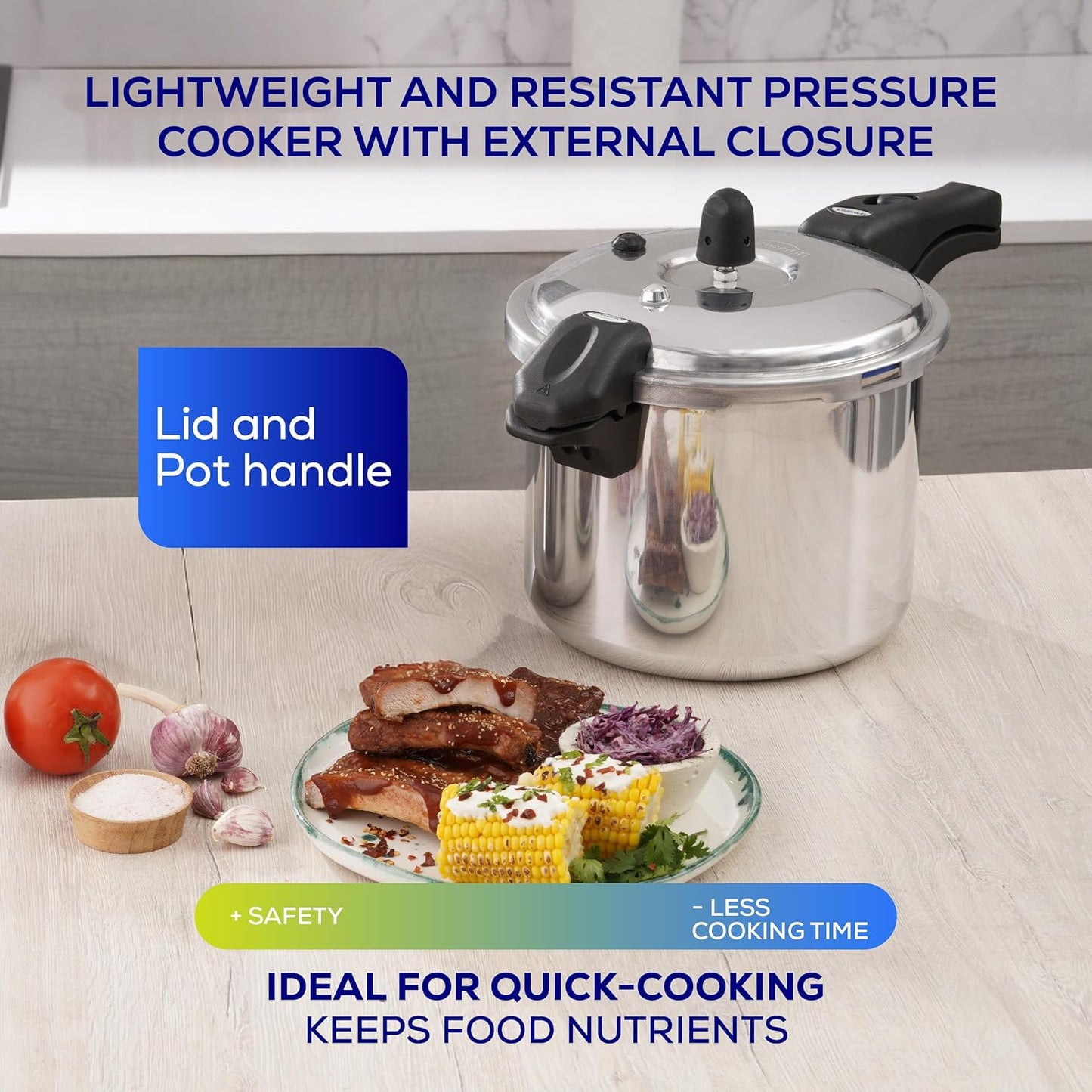 Universal Ultra Pressure Cooker 6.3 Quart (6 Liter) – Aluminum Pressure Pot with 6 Safety Systems – Even Heat Distribution - JETa Imports®