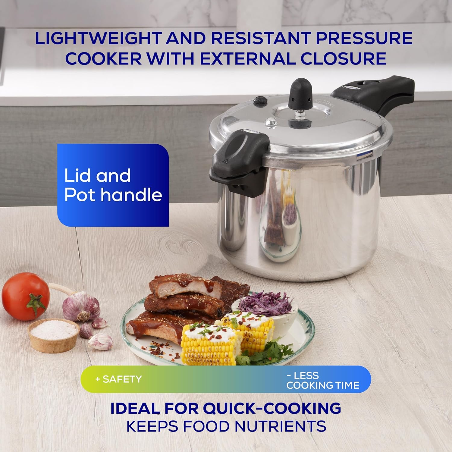 Universal Ultra Pressure Cooker 6.3 Quart (6 Liter) – Aluminum Pressure Pot with 6 Safety Systems – Even Heat Distribution - JETa Imports®