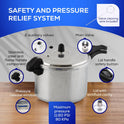 Universal Ultra Pressure Cooker 6.3 Quart (6 Liter) – Aluminum Pressure Pot with 6 Safety Systems – Even Heat Distribution - JETa Imports®