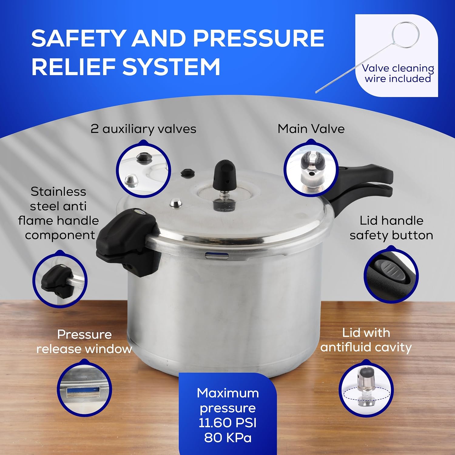 Universal Ultra Pressure Cooker 6.3 Quart (6 Liter) – Aluminum Pressure Pot with 6 Safety Systems – Even Heat Distribution - JETa Imports®