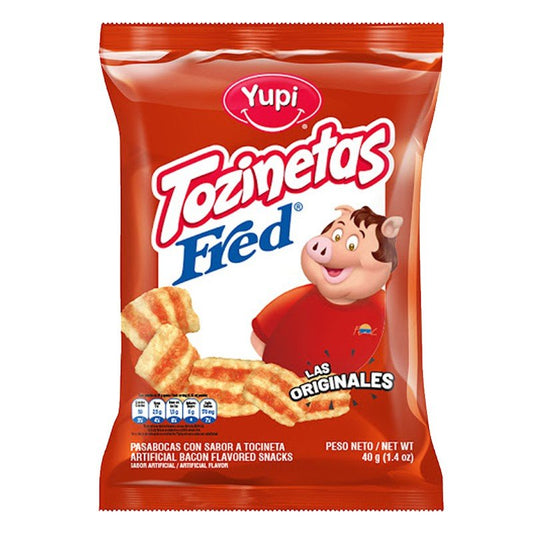 Yupi Tozinetas Fred - 1 Pack (1.4 oz) - Crispy Bacon - Flavored Chips - JETa Imports®